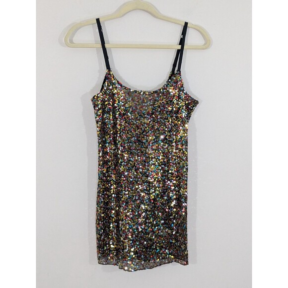 Free People SLIP DRESS  SHEER Sequins Tunic Shirt Top Clubwear Multi Color Sz S - Picture 1 of 6